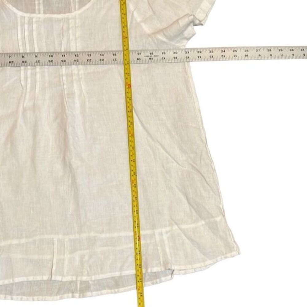Russ Berens top S 100% linen white pintuck cottage romance graceful ladylike - Picture 10 of 10